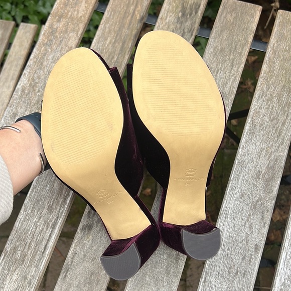 velvet dark purple ann taylor mules, size 9 - Picture 4 of 7